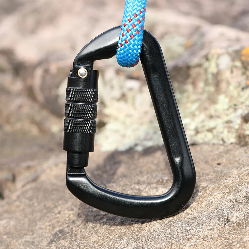 JRSGS Wholesale 30KN Outdoor Carabiner Customized Logo and Color D Shape Safety Climbing Hiking Hook Aluminum Carabiner S7112