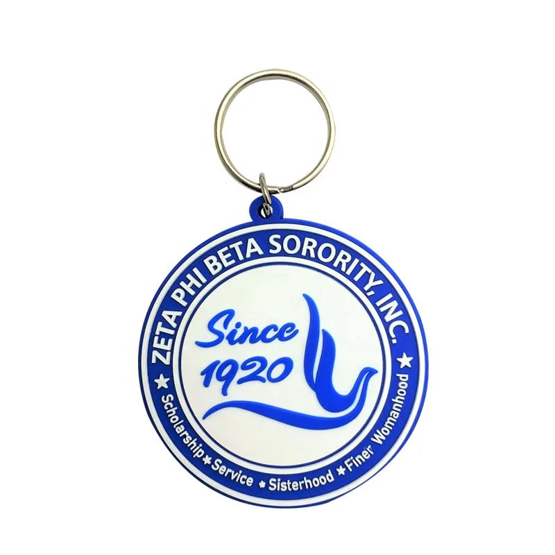 Royal Color Zeta Phi Beta Sorority Keychain for Bag Fashion  Greek Letters PVC Keychain 3d Rubber Anime Keychains