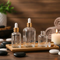 Luxury Cosmetic Packaging 10ml 20ml 30ml Transparent Glass Essential Oil Bottle 50ml 100ml Glass Serum Bottle