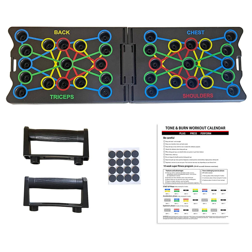 12-in-1 Premium Foldable Push-Up Rack Board Material Workout Fitness Exercise System Training Pull System