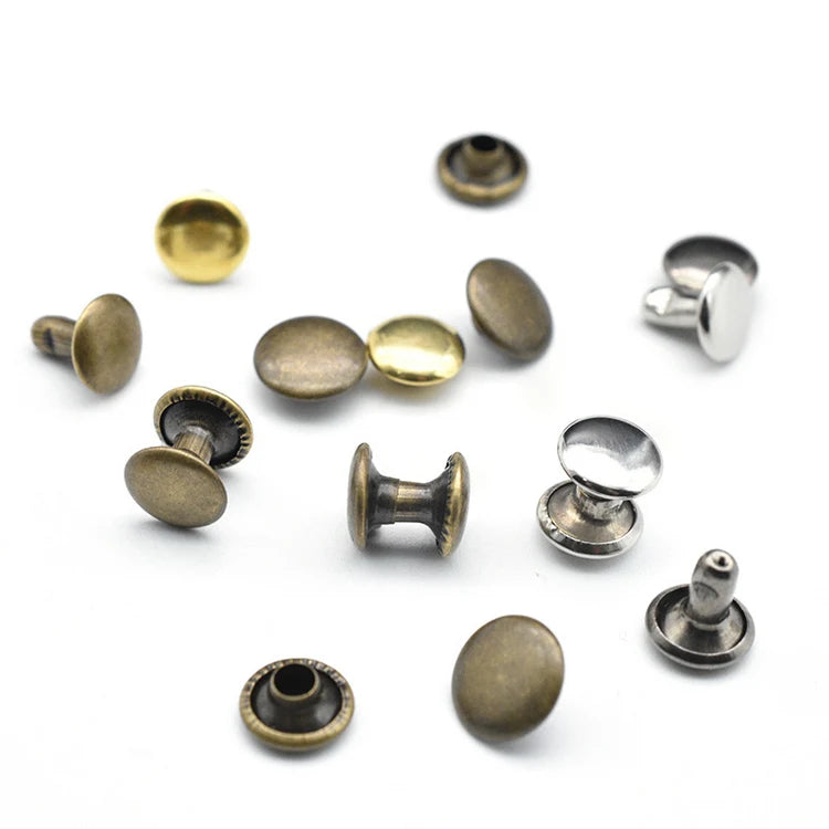Factory Clothing Handbag Brass Round Head Decorative Matte Black Rivets Double Cap Tubular Metal Rivet Studs Bag Shenwan SW1069