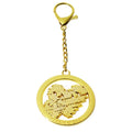 Round Shape Custom Gold logo Keyring Tags Handbag Metal hang Charms Hollowing Priavte Chain Label