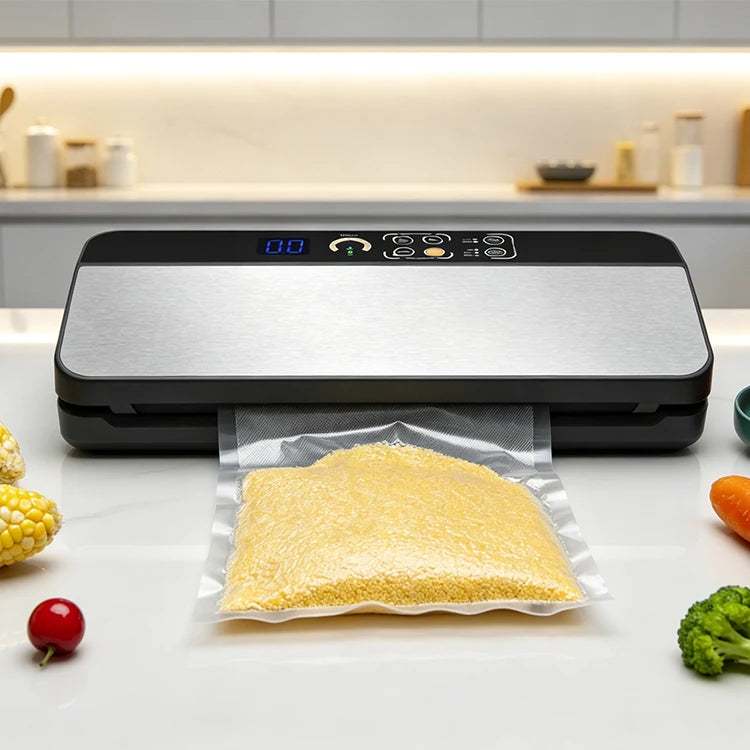 Professional Vacuum Sealer Machine Compact Household Food Sealer for Food Saver with Roll Holder Adjustable Vacuum Pressure