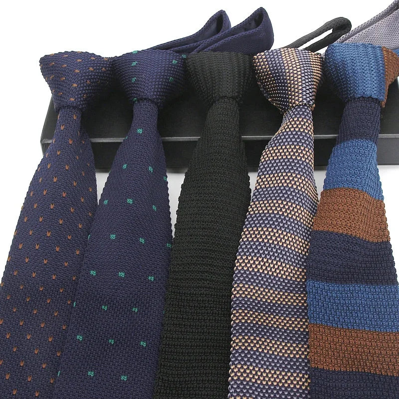 Fashion Cheap Popular Knit Tie Skinny Neckties Custom Slim Knitted Ties Navy Knitted Tie