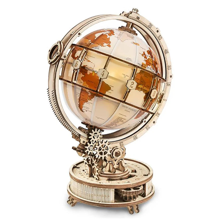 Robotime Rokr Handmade Assembled Toys DIY Wood Crafts Gift ST003 Luminous Globe 3D Wooden Puzzles for Dropshipping