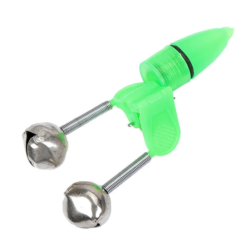 Green LED Bite Indicator Rod Clamp Tip Clip Bells Ring ABS Fishing Accessory for Fishing Rod Alarms