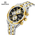 NAVIFORCE 8042 SBG Gold Men Watches Luxury Stainless Steel Quartz Wrist Watches for Male Small Three Needle Waterproof Clock