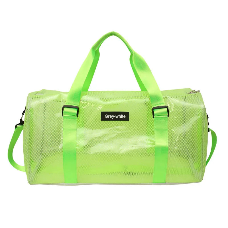 2024 Unisex PVC Transparent Travel Bag Large Capacity Weekender Overnight Beach Duffle Fashionable Clear Zipper Sports Bag