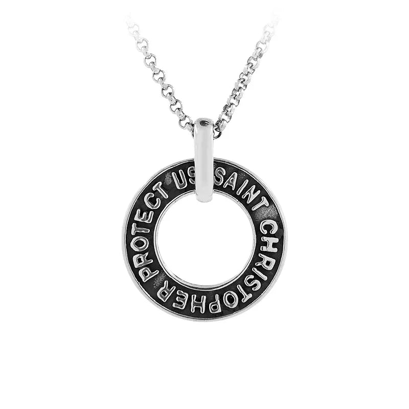 Saint Christopher Protect Us Jewelry Man Pendant Necklace 925 Silver Jewelry Pendant Religion Plain