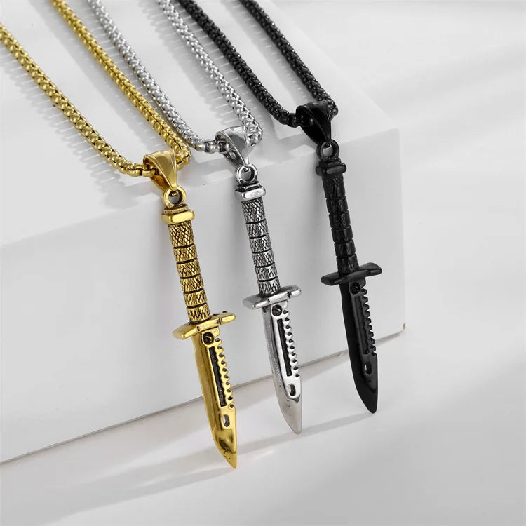 Shopify Stainless Steel Necklace Assassin Dagger Knife Pendant Jewelry