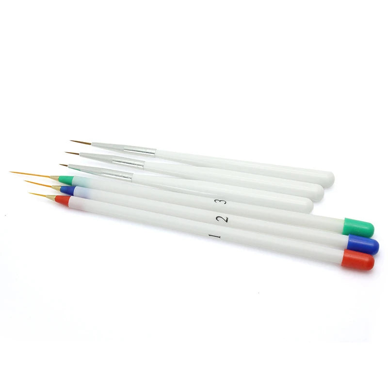 EYL Custom logo White Handle Hot Selling Nail Pen Set Painting 6 Pieces Fine Nail Liner Nail Gel Art Brushes