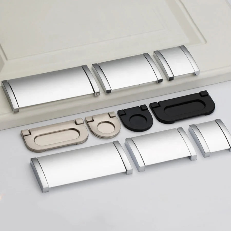 Zinc Alloy Buckle Turning Knobs Concealed Button Drawer Handles for Office or Bedroom Table Drawer