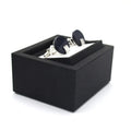 Wholesale Fancy Black Square Plastic Rotated Cuff Link Box with Custom Logo and Printed Design for Jewelry Storage