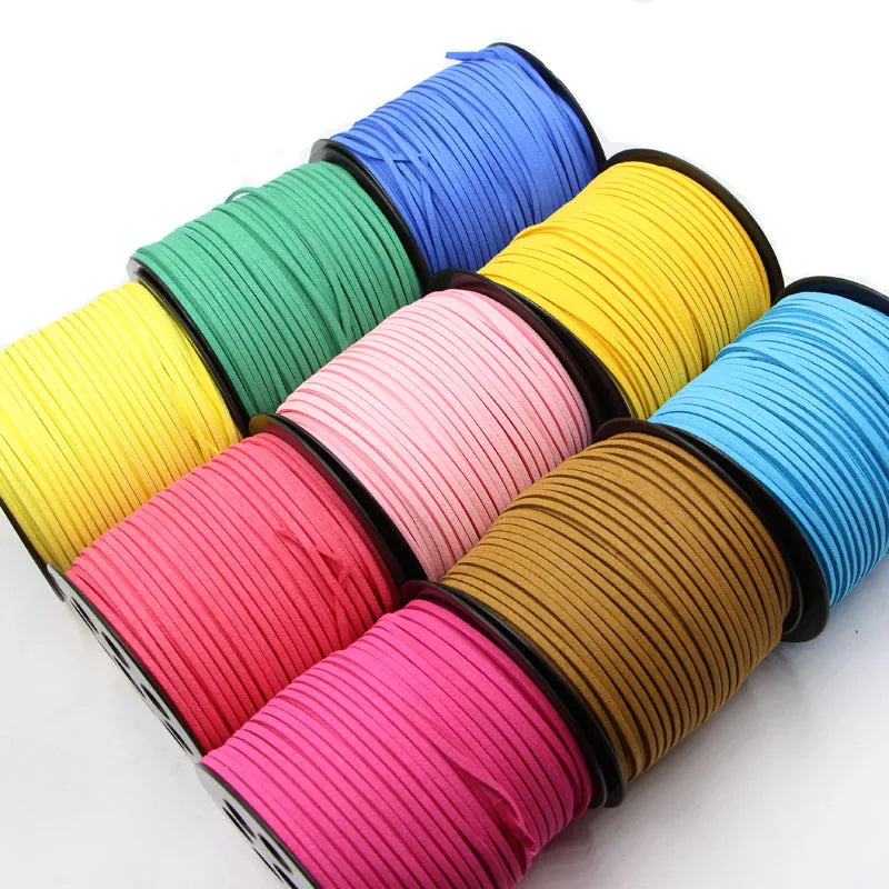 2.6mmx1.5mm Faux Suede Cord/Thread/Wire 100Yards/roll for DIY Bracelet Jewelry Findings Components for Bags Garments Shoes
