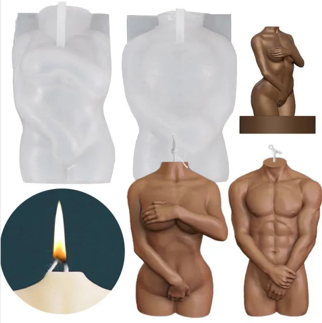 RTS New Shy Woman DIY Simulation Candle Mould Holding Hands Male Aromatherapy Plaster Silicone Body Candle Mold