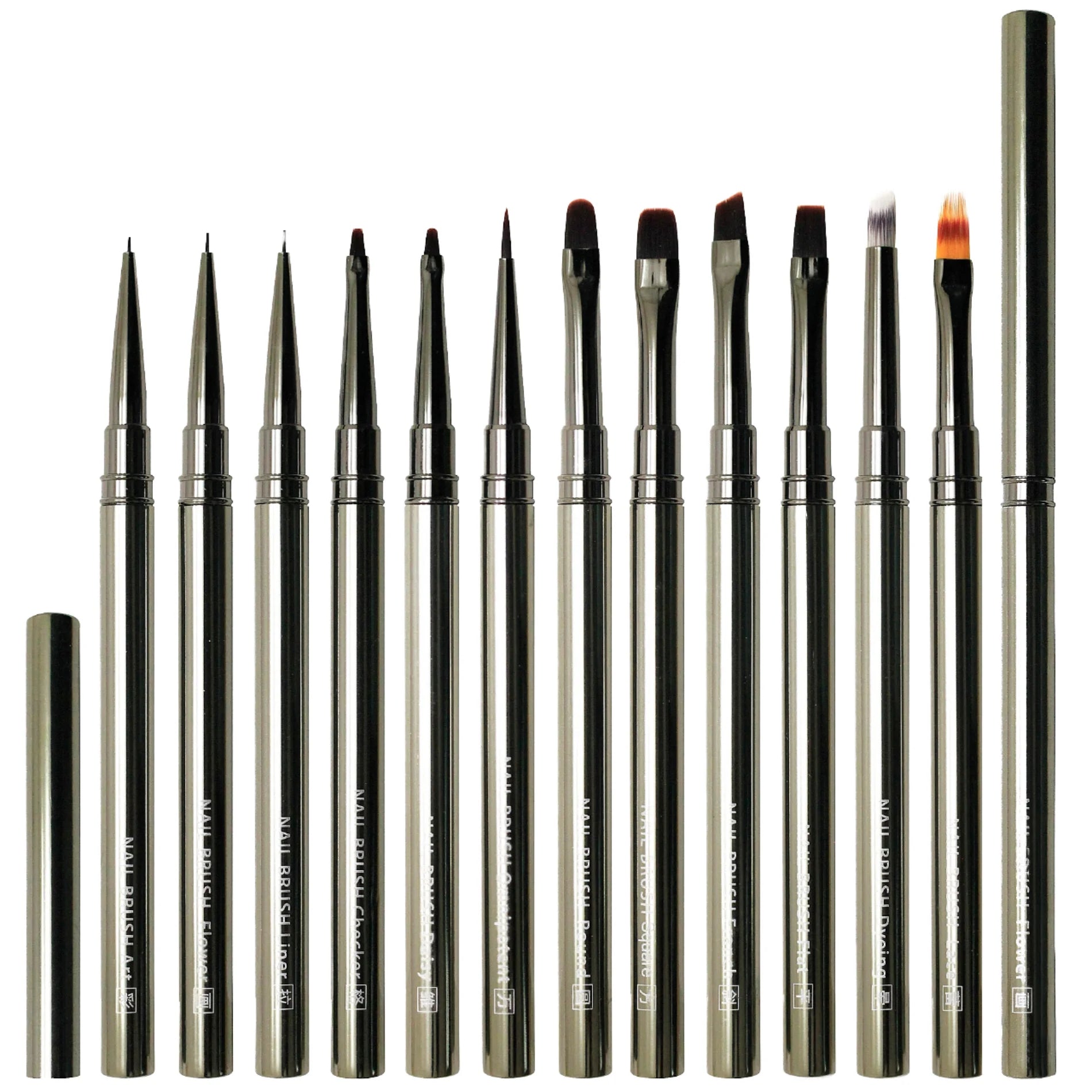 Professional Nail Supplier Detail Painting Kit Nail Art Brushes Fine Liner Round Flat Micro Detail Nail Art Brush Set