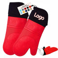 Custom Glove Cooking Baking BBQ Grill Extra Long Silicone Oven Mitts Heat-resistant Waterproof Non-Slip Kitchen Oven Gloves