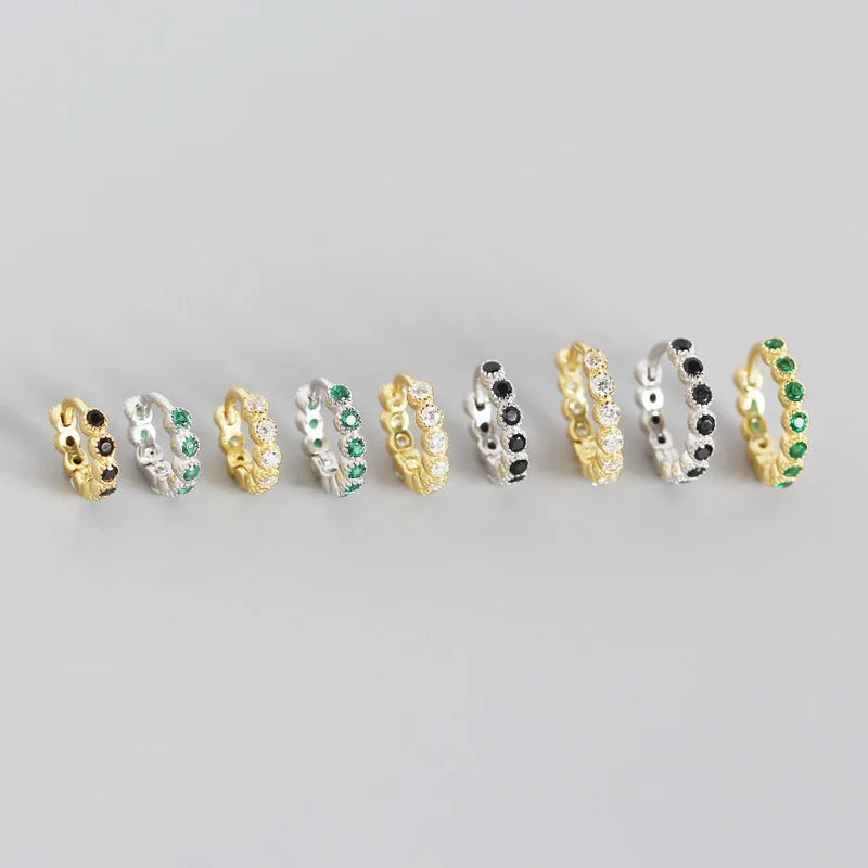 18K Gold Plated 925 Sterling Silver Round Ear Cuff S925 Silver Colorful Cubic Zircon Hoop Earrings