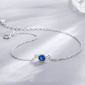 Fine Jewelry 925 Sterling Silver Blue CZ Diamond Bracelet Korean Personality Simple Thin Chain Bracelet for Women