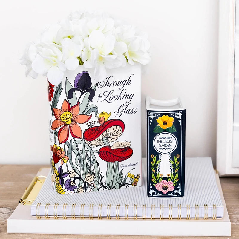 Bohemian Porcelain Book Shaped Vase with Customizable Colors Modern Tabletop Flower Vase for Home Decor