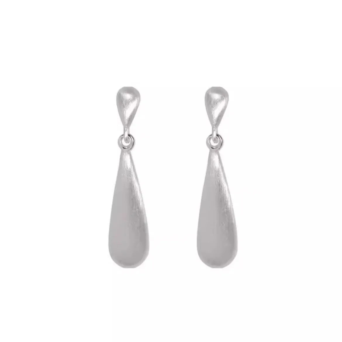 Trendy Jewelry Classic S925 Silver Brushed Pendant Earrings Minimalist Dainty Water Drop Dangle Ladies Hypoallergenic Earrings
