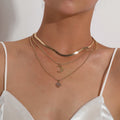 Multi Double Layered Necklace Jewelry Classic Clavicle Chain Creative Peach Heart Moon Alloy Lock Shape Pendant Necklace