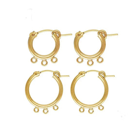 High Quality 14K Gold Filled GF Fashion Eurowire Earring Findings Permanent Jewelry Round Hoop Earrings with Open Ring
