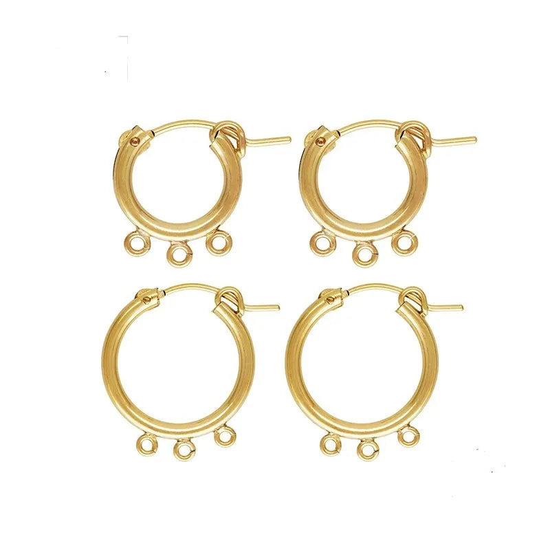 High Quality 14K Gold Filled GF Fashion Eurowire Earring Findings Permanent Jewelry Round Hoop Earrings with Open Ring