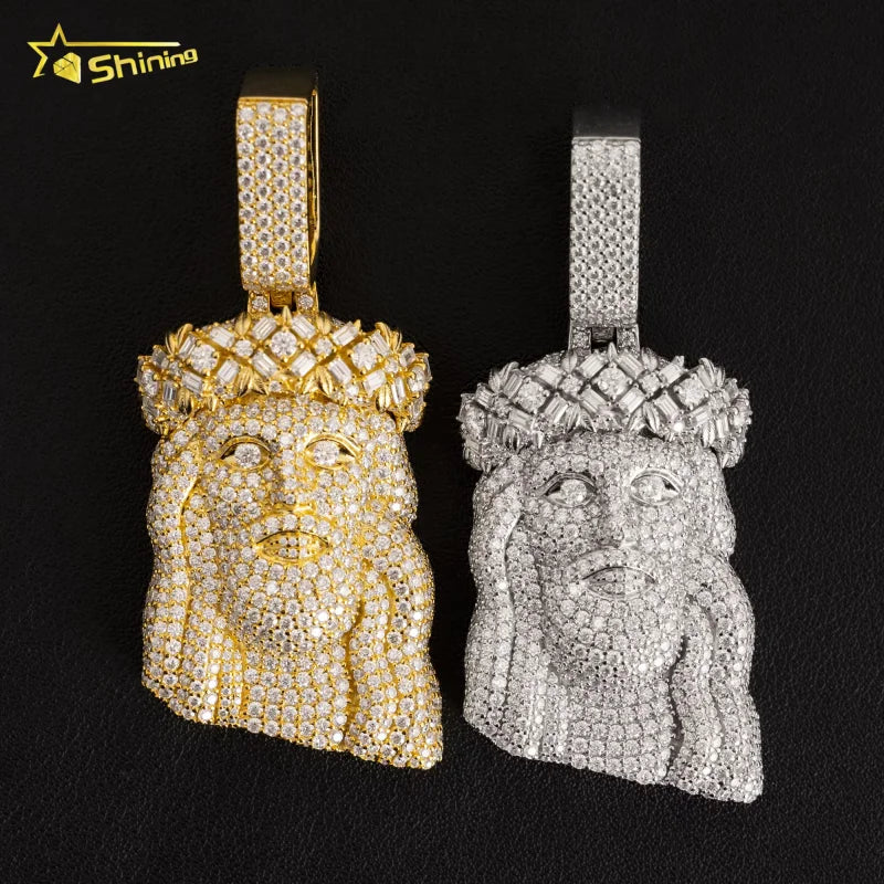 Pass Diamond Tester 925 Sterling Silver VVS Moissanite Jesus Pendant Custom Hip Hop Jewelry Charms Pendant