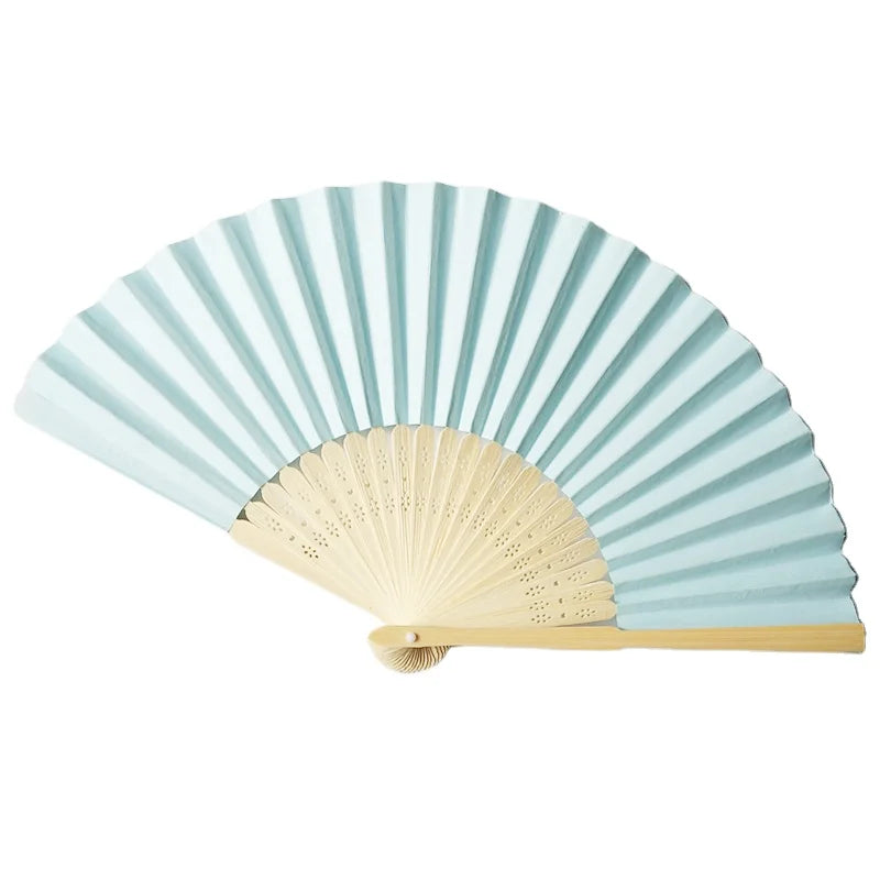New Product Blue Style Paper Wedding Folding Fans for Summer Hoiding Wedding Decoration