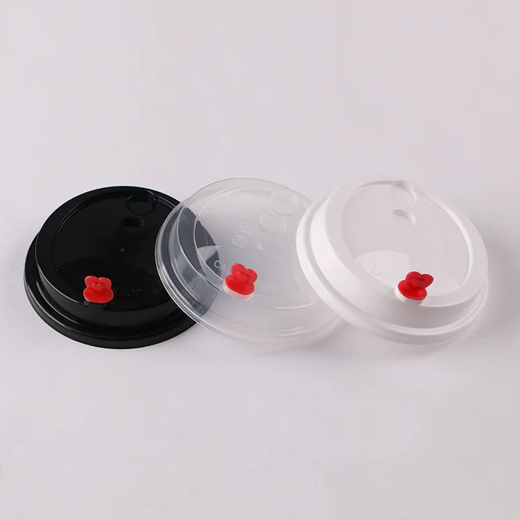 Various Styles Available Disposable Plastic Lid Bubble Tea Milk Tea Cup Lids PP Hard Lids With Plug