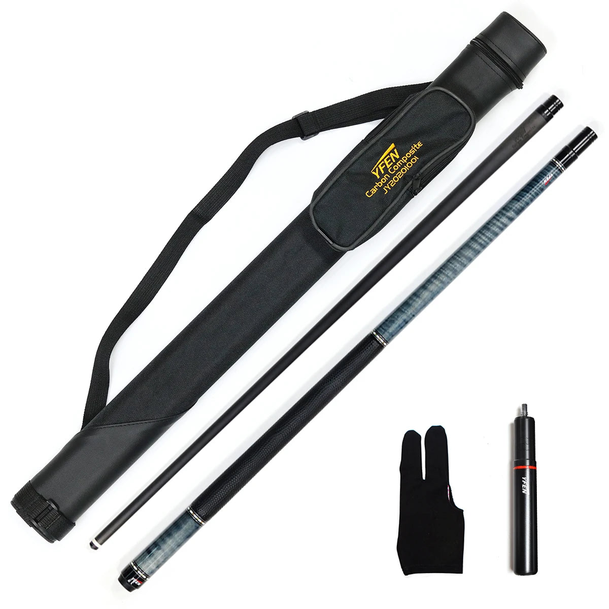 Billiard Cue 100% Carbon Fiber Shaft Maple Wood Butt 1/2 Pool Stick with Telescopic Extension and Cue Bag and Cue Clean Towel MegaBDM