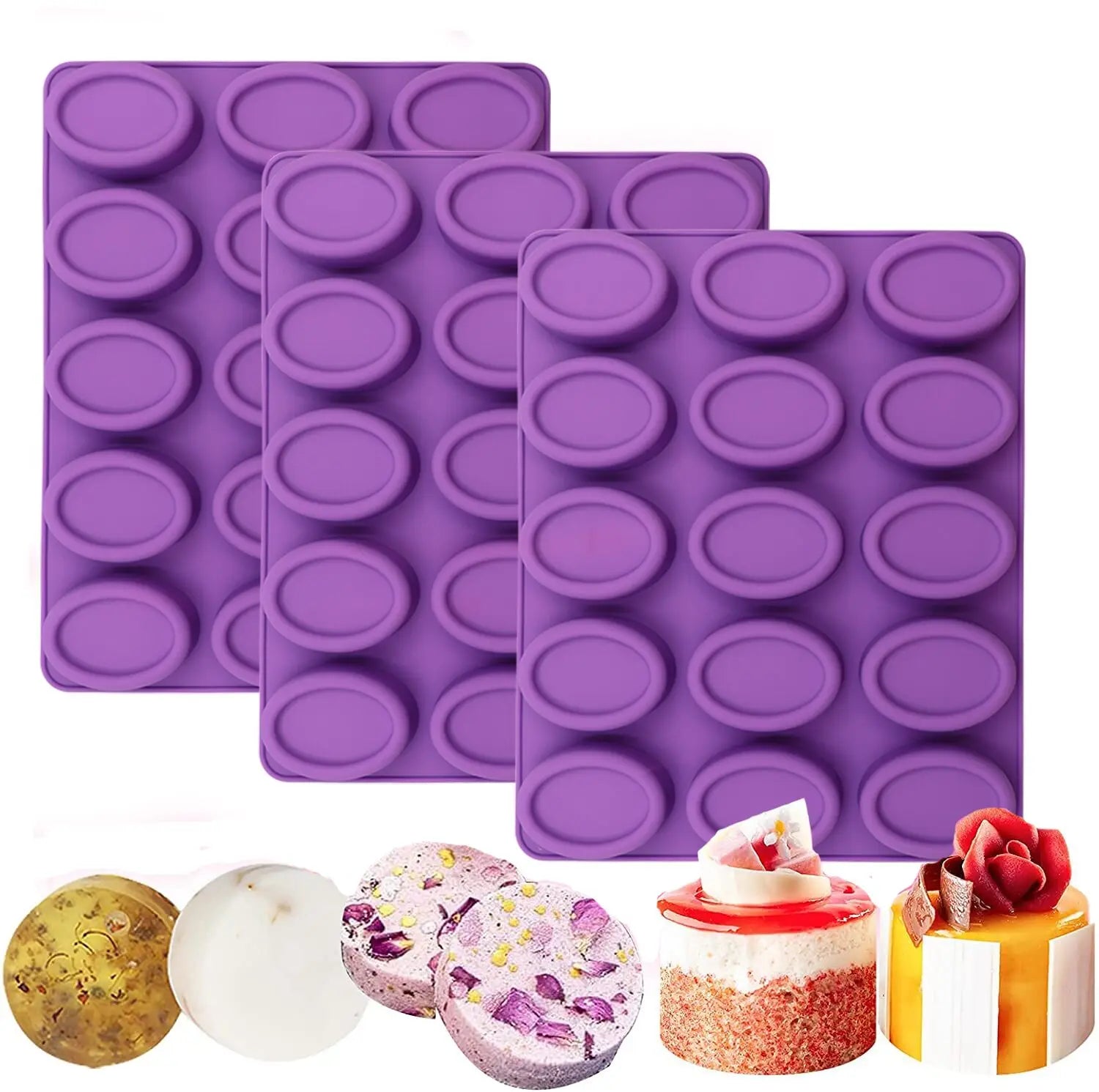 Custom Highly Quality 15 Cavities Oval Shape DIY Handmade Silicone Soap Mold for Cake Soap Jelly Pudding Mold