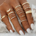 12 Pc/set Charm Gold Color Midi Finger Ring Set for Women Vintage Boho Knuckle Party Rings Punk Jewelry (KR098)