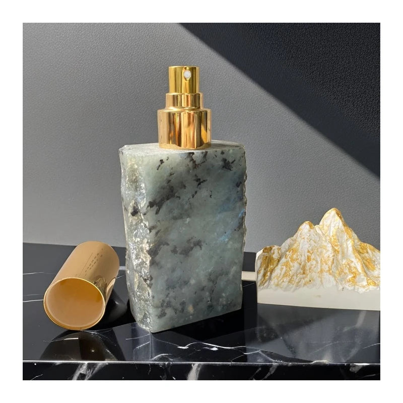 Home Decoration Natural Gemstone Prism Oil Bottle Raw Labradorite Perfume Refill Bottle