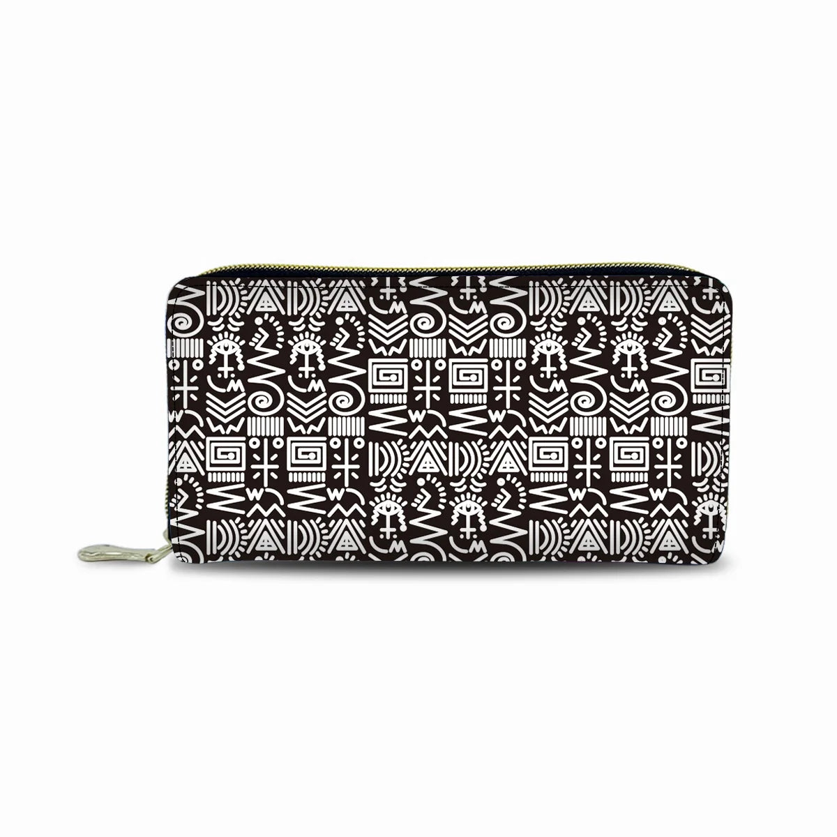 Sublimation Designer Black Leather Long Length Wallet Purses with Custom Logo Multi-Compartment Zipper Closure for Women