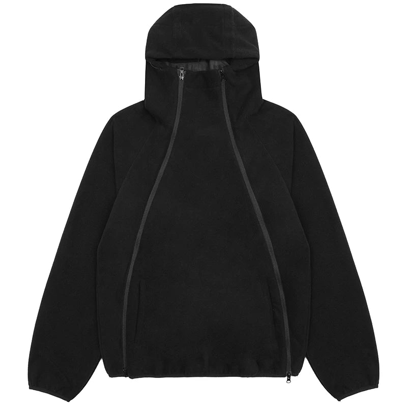 Custom Double Zip Casual Shirts Hip Hop Style 100% Cotton Long Sleeve