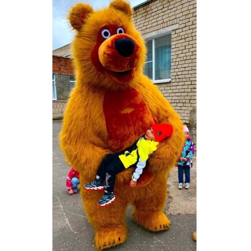 Bear Mascot Costume for Adult Furry Dress Party Kid Inflatable Giant Brown Unisex Animal Men Costumes for Mardi Gras / Carnival