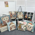 Custom Logo Owl Printed Eco Friendly Recycled Plain Bulk Large Cotton Canvas Grocery Shopping Tote Bags