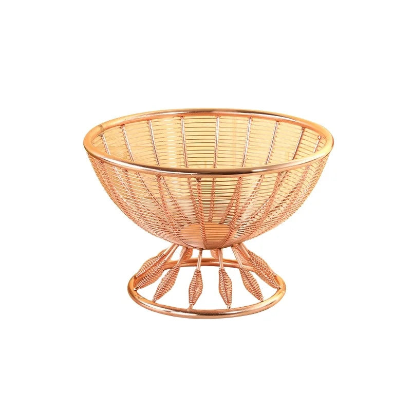Creative European Iron Fruit Drain Storage Basket for Kitchen Pot Storage Stylish Metal Decoration for Living Room Fruit Display