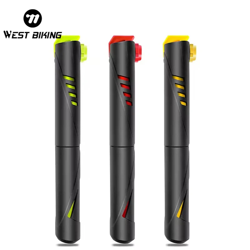 West Biking Portable Mini Bicycle Tire Hand Air Pump Plastic Mini Bike Inflator for Cycling for Bike Hand Pump