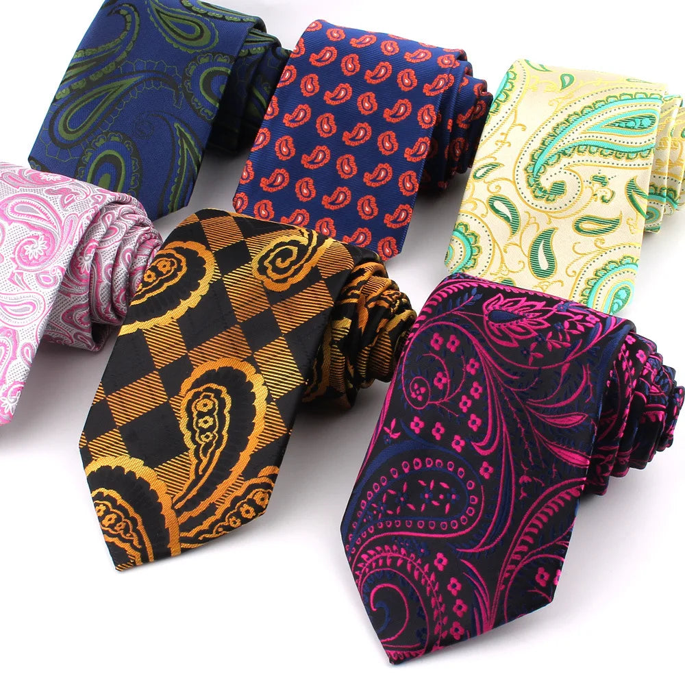 Luxury Vintage Print Jacquard Neckties for Men Business Polyester Paisley Cashew Ties Blouse Neckwear Accessories for Women