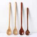 Japanese Styles 33 cm Wooden Long Handle Soup Spoons with 10ml Capacity for Serving for Camping