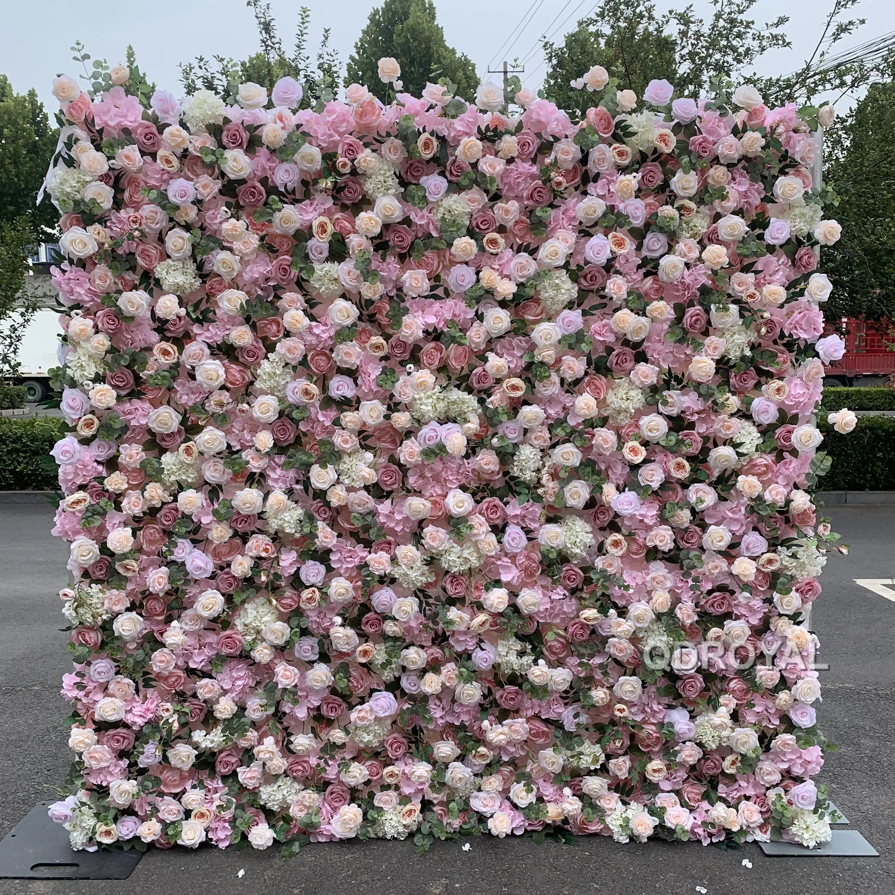 Christmas Customize Silk Flower Wall New Design Floral Wall Cloth Panel Backdrop Wall Flowers for Wedding Decoration