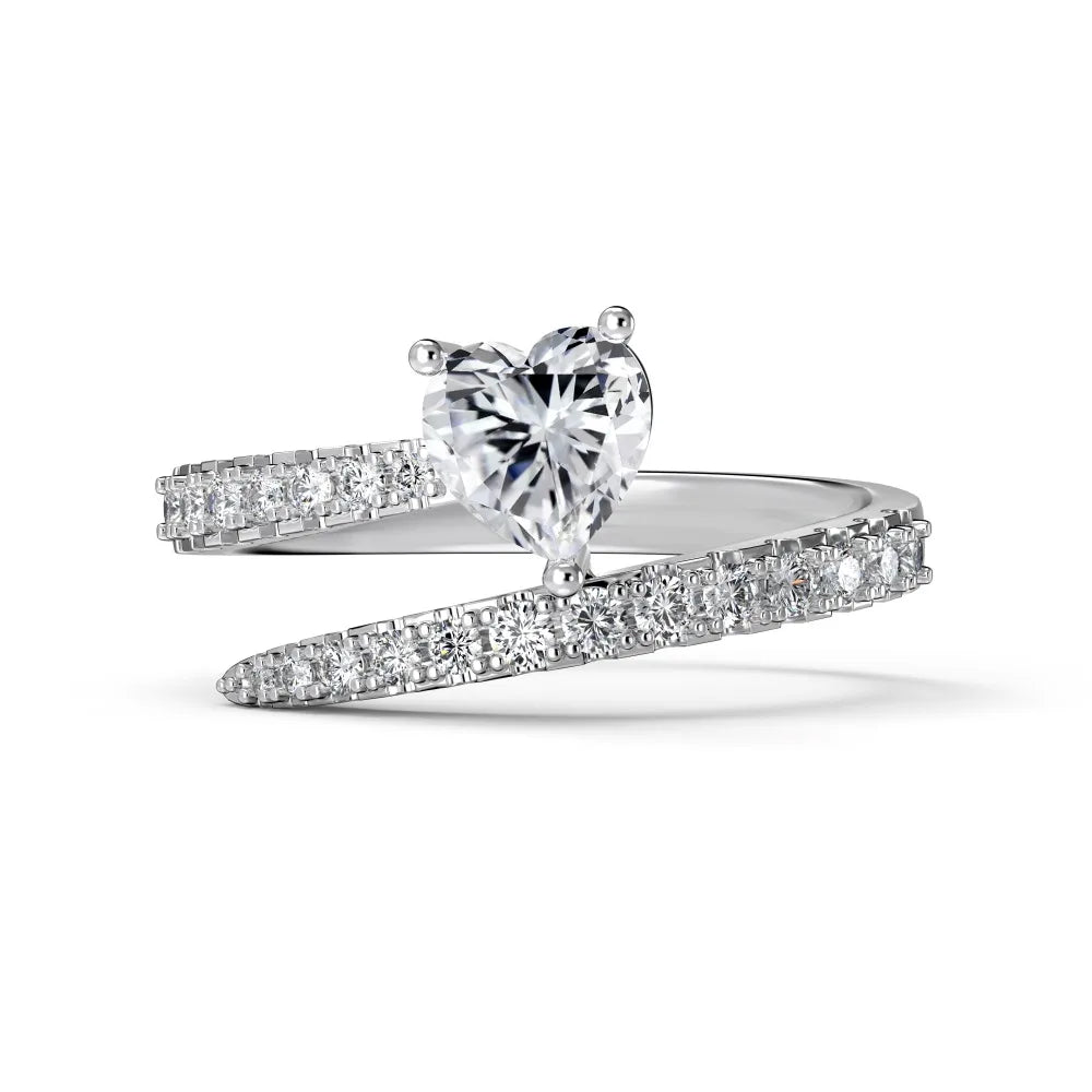 Dylam High Quality Cubic Zirconia Heart Shape Ring Jewelry Women Bride Promise 925 Sterling Silver Ring Engagement Wedding Ring