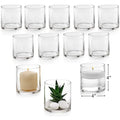 Set of 12 Glass Cylinder Vases 4 Inch Tall Pillar Candle Floating Candles Holders or Flower Vase Perfect As a Wedding