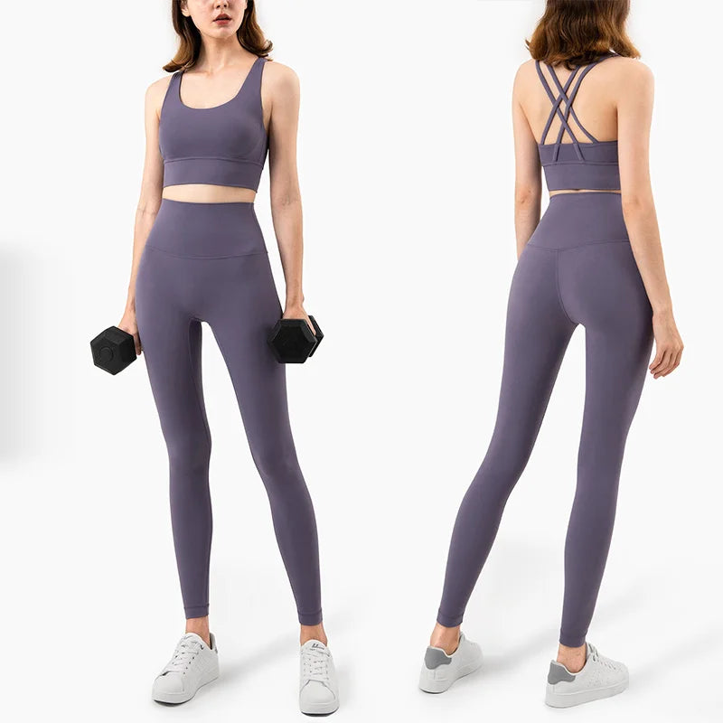Wholesale New 2pcs Yoga Set Activewear Femme Bodybuilding Suit Workout Legging Set Fitness Sport Gym Sets Female Jogging Suits