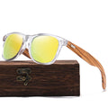 % UV400 Vintage Eyewear Summer Rectangle Shade Sunglasses TAC Plastic Transparent Frame Polarized Zebra Wood Temple Unisex