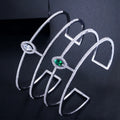 Fashion Brand White Gold Silver Plated Ladies Exquisite Bracelet Jewelry Micro Paved Cubic Zirconia Big Cuff Bangles for Women