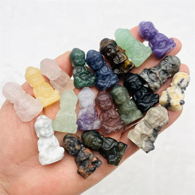 Wholesale Natural Obsidian Hand Carved Rose Quartz Stone Crystal Buddha for Decoration